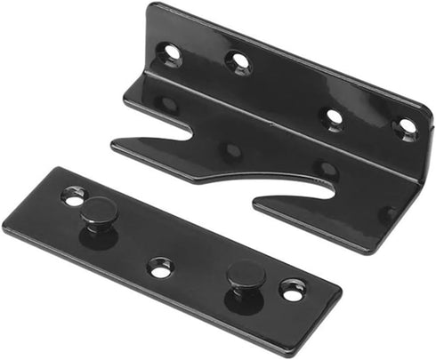 Bed Rail Bracket - Black Heavy Duty Non-Mortise Fasteners, Set of 4 (Screws Included)