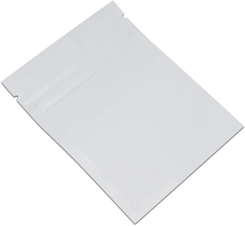 PABCK 100 Pcs Matte White Front Window Resealable Foil Zipper Lock Pouch for Food Storage Bags