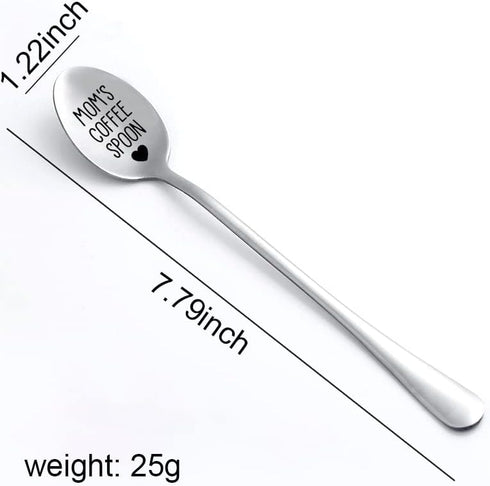 Mom’s Coffee Spoon for Christmas Gift, Engraved Stainless Steel Spoon for Dessert, Teaspoon for Mommy Mother Gift