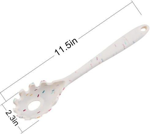 Silicone Pasta Fork (11.5"), High Heat Resistant to 480°F, Hygienic One Piece Design, Spaghetti Strainer