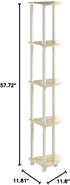 Furinno Turn-N-Tube 5 Tier Multipurpose Shelving Unit, Corner Display Rack, 1-Pack, Cream Faux Marble/White