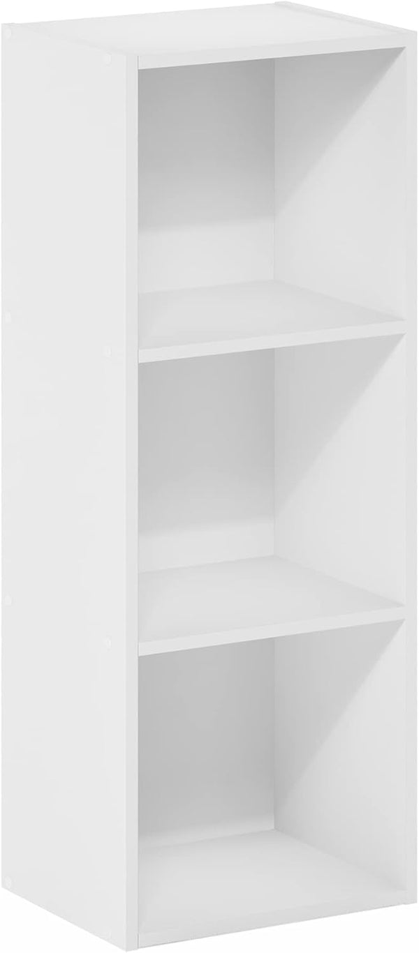 Furinno Pasir Open Shelf Bookcase, 3-Tier, No Tool Assembly, White