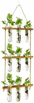 (9 XXXFLOWER Wall Hanging Propagation Station with Wooden Stand Glass Test Tubes Tiered Planters Wall Terrarium