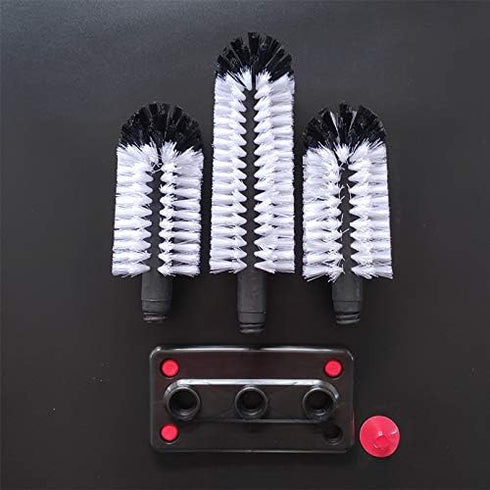 Water Bottle Cleaning Brush with Suction Base, 3 Head Bristle Brush for Beer Cup, Long Leg Cup, Red Wine Glass, Bar