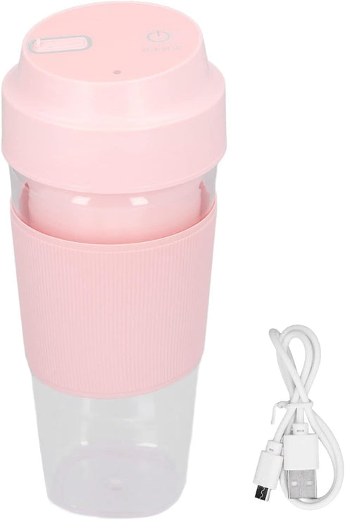 Electric Juicer Cup, Mini Portable USB Rechargeable Blender, Pink Mixing Bottle for Shakes, Fruit, Vegetables, 300ML