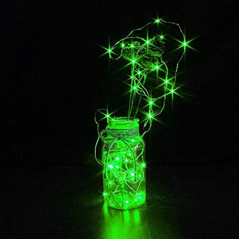 YKB 6 Pack 20 6.6FT/2M 2xCR2032(Incl) Green LED Starry String Lights with Mini LEDs on Copper Wire, Fairy Lights