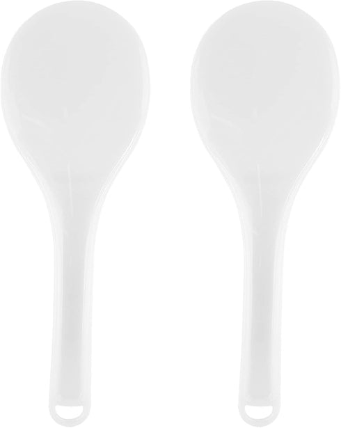 2PCS Plastic Rice Paddle Spoon, Non-Stick Rice Scoop, 7.87 Inch Rice Serving Spoon (White E)
