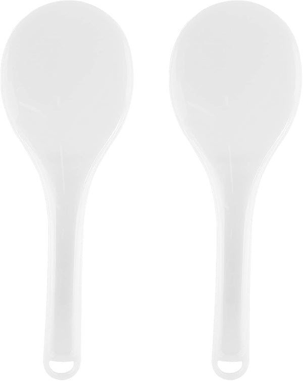 2PCS Plastic Rice Paddle Spoon, Non-Stick Rice Scoop, 7.87 Inch Rice Serving Spoon (White E)