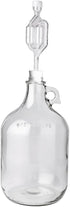 FastRack 1 Gallon Glass Jug with #6 Rubber Bungs & Twin Bubble Airlock – Clear Glass Fermenter Containers for Home