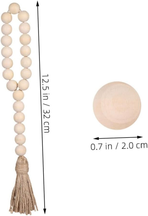 Garneck Wood Bead Garland, Rustic Country Decor Prayer Beads for Home Door Knob Christmas Decoration