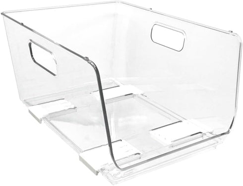 Isaac Jacobs 2-Piece Large Deep Stackable Clear Storage Bins, Versatile Use, Set of 2 for Desk, Office, Bathroom