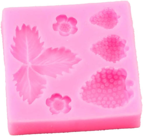 1 3D Pc Strawberry and Flowers Silicone Mold for DIY Chocolate Gum Paste Handmade Ice Cream Crystal Cupcake Cake Topper