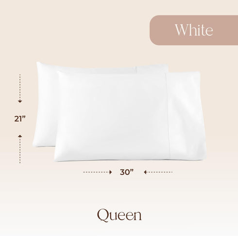 100% Organic Cotton Pillow Cases Queen Size Set of 2, 300 Thread Count, GOTS Certified, Soft & Breathable Pillowcases,