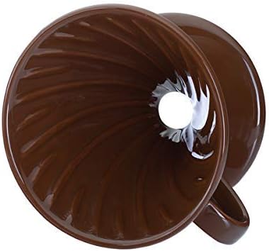 Ceramic Pour Over Coffee Dripper - Slow Brewing Accessories for Home, Cafe, Restaurants - 2 Cup Size, Brown