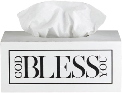 Creative Brands Faithworks God Bless You Wooden Tissue Box Cover, Large, White