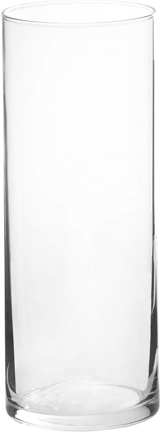 Floral Supply Online 9" Tall x 3.5" Wide Cylinder Glass Vase with Flower Guide Booklet for Weddings, Events, Home Decor