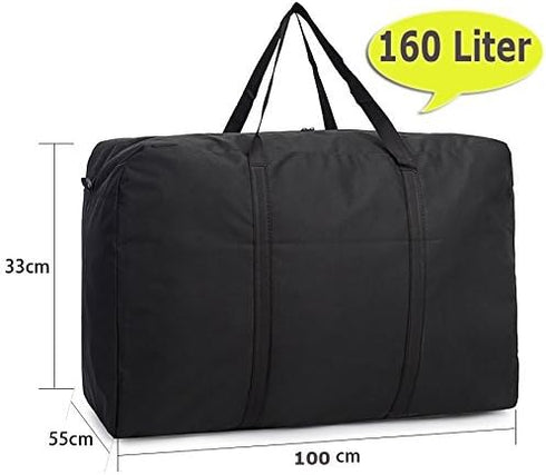 Extra Large Handy Storage Bag Waterproof Heavy Duty Oxford Travel Luggage Caddy Organizer - Black, 160L