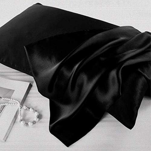 Luxbedding Satin Pillowcase King Size, 2 Pack - Cooling Satin Pillowcase for Hair and Skin, Black Pillow Case