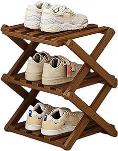 YYW Bamboo Shoe Rack for Entryway,Installation-Free and Foldable Vertical Shoe Storage Organizer,Free