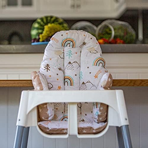 Cushion Washable & Reversible One-Piece Cotton Seat Pad for IKEA High Chair Accessories, Compatible with Antilop (Brown