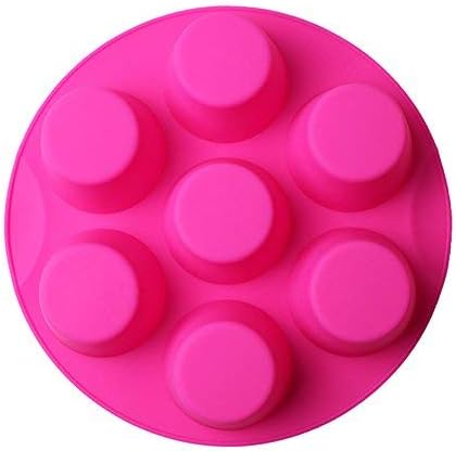 7 Cavity Silicone Air Fryer Muffin Pans, Nonstick Brownie Cake Mold, Round Pudding Cupcake Recipe Tray