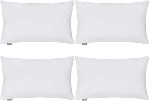 Thmyo 4-Pack 100% Cotton Lumbar Throw Pillow Case, 12x20inch/30x50cm, White (Covers Only, Not Pillows)