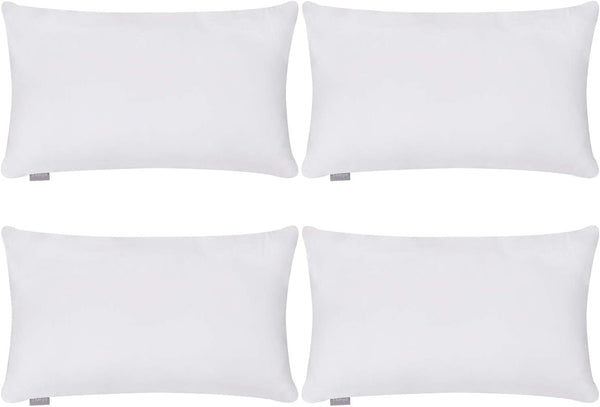 Thmyo 4-Pack 100% Cotton Lumbar Throw Pillow Case, 12x20inch/30x50cm, White (Covers Only, Not Pillows)