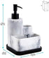 ZCCZ White Soap Dispenser with Sponge Holder, 3 in 1 Set Organizer for Sink Countertop, Removable Tray, Marble Look