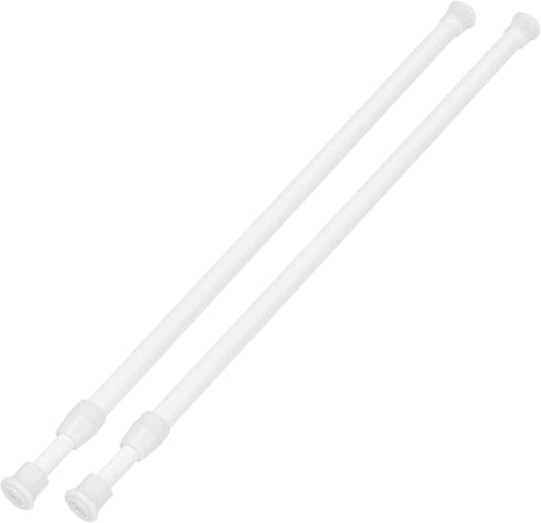 2 Pack Tension Curtain Rod, 15.7-28 Inch Adjustable Spring Loaded Rods for Windows, No Drilling, White