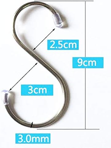 GCA 20 Pack Heavy-Duty Medium S Shaped Hooks, 304 Stainless Steel Kitchen Hooks for Bathroom, Bedroom, Office