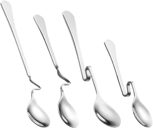 4pcs Hanging Coffee Spoons, Bending Handle Stainless Steel Jam Spoons for Tea, Coffee, Dessert