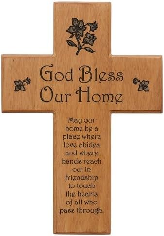 Mahogany God Bless Our Home "May Our Home Be a Place..." 8" Wall Cross