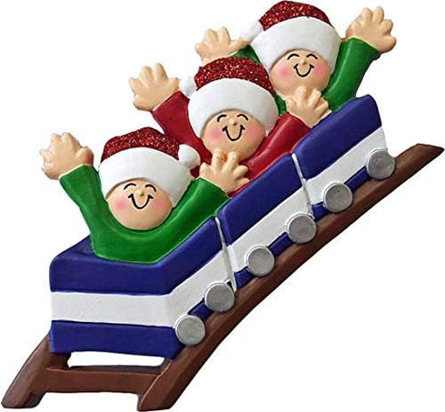 Roller Coaster New Personalized Christmas Tree Ornament for 3 People