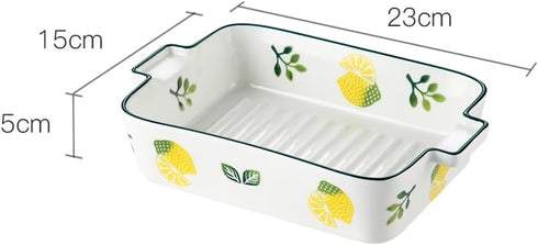 Lovely Lemon Ceramic Baking Dishes with Handles, Lasagna Pans, Casserole Dishes, Baking Pans for Cooking, Cake Dinner, Kitchen-Lemon-8.0 Inch
