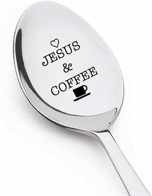 Jesus and Coffee Spoon - Gifts for Coffee Lovers, Christian Gifts for Dad, Grandma, Perfect for Christmas