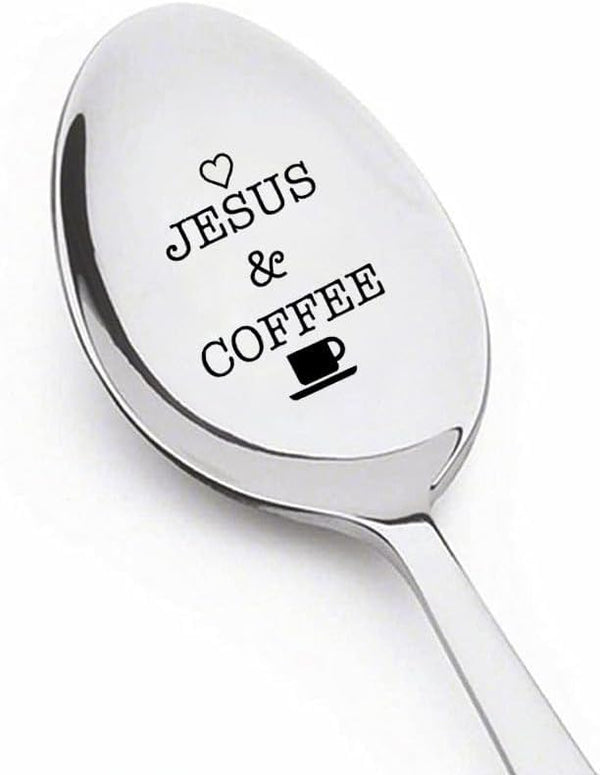 Jesus and Coffee Spoon - Gifts for Coffee Lovers, Christian Gifts for Dad, Grandma, Perfect for Christmas