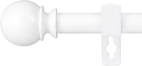 Curtain Rod Set for Windows 28 to 60 Inch, 5/8” White Heavy Duty Decorative Rod with Brackets for Kitchen and Bathroom