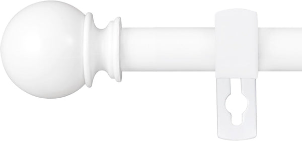 Curtain Rod Set for Windows 28 to 60 Inch, 5/8” White Heavy Duty Decorative Rod with Brackets for Kitchen and Bathroom