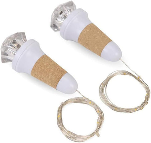 2PCS Uonlytech Wine Bottle Cork Lights with String Lights, USB Rechargeable Bottle Lights Flash Diamond Light Fairy