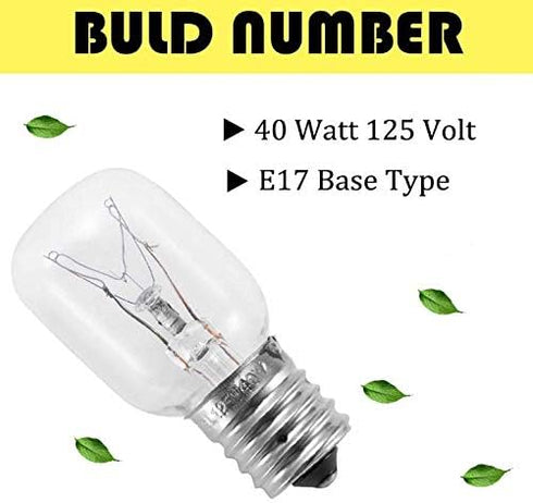 Whirlpool Microwave Light Bulb - Dimmable 125V 40W E17 Base, Fits Maytag GE Amana Over The Range Hood (2)