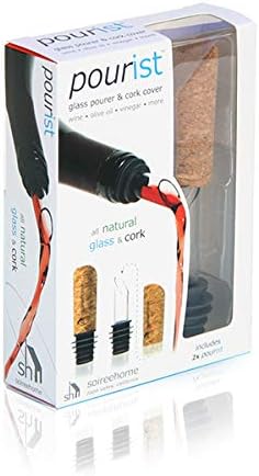 Soireehome Pourist Pair of Gourmet Glass and Cork Stopper Spouts with Silicone Gasket - 2-pack
