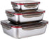 3 Pieces Stainless Steel Food Storage Container with Lids, Airtight Metal Containers for Freezer Fridge Oven,