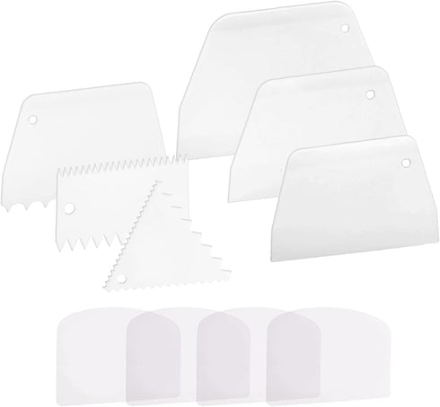 Anvin Cake Scraper Smoother Tool Set, Plastic Frosting Scraper Combo for Buttercream Edge Decorating, 10 Pcs