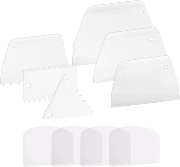 Anvin Cake Scraper Smoother Tool Set, Plastic Frosting Scraper Combo for Buttercream Edge Decorating, 10 Pcs