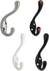 QCAA 5 Pack Heavy Duty Coat and Hat Hook Hanger, 3-3/8", Satin Nickel, Zinc Die Cast, Made in Taiwan