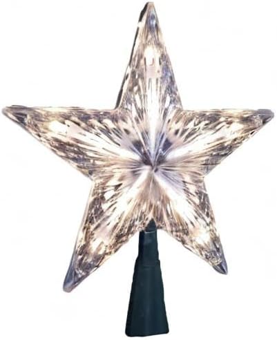 Kurt Adler 10-Light Star Treetop Set, 7-Inch, Clear