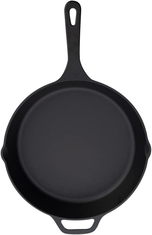 Restaurantware Met Lux 11.75 Inch Cast Iron Skillet, Pre-Seasoned Fry Pan for Indoor/Outdoor Cooking