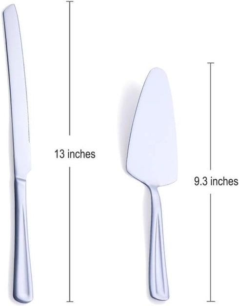 Cake Knife and Server Set - Stainless Steel Cake Cutter Set for Weddings, Birthdays, Parties