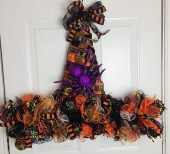 STEELPANGAL - (4) Lrg Witch Santa Hat Coated Metal Wreath Form, 22" H x 21" W for Indoor/Outdoor Halloween Christmas