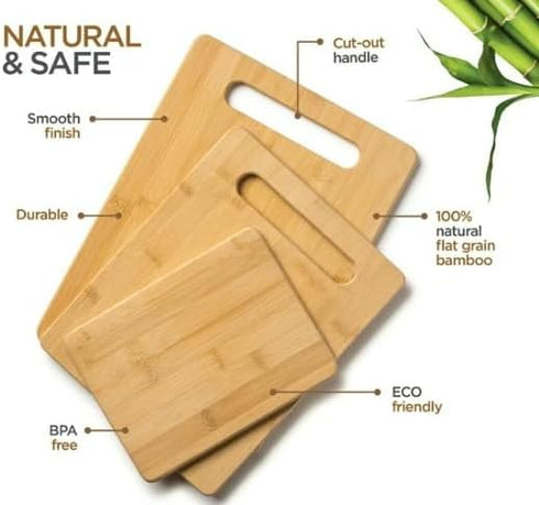 12x8 Bamboo Cutting Board Eco-Friendly Wooden Cutting Board for Kitchen, Durable Knife-Friendly Chopping Board